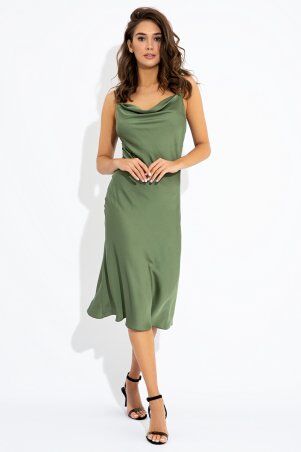 Itelle: Сукня-міді у білизняному стилі з відкритою спинкою оливкового кольору Флоренція 51169 - фото 1