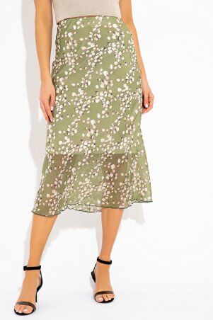 Itelle: Летняя шифоновая юбка оливкового цвета Корица 6164 - фото 1