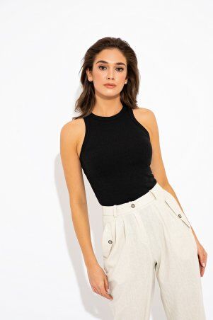 Летняя черная майка в рубчик Ада