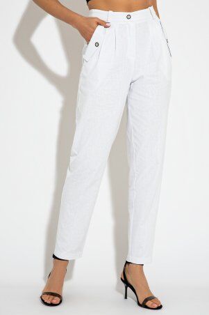 Летние белые брюки-бананы из льняной ткани Од...
