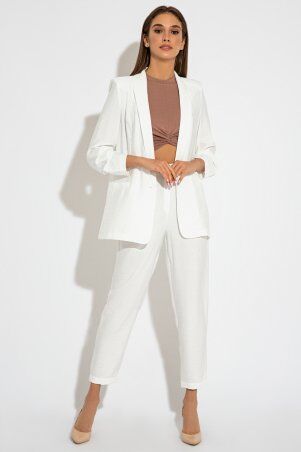 Itelle: Летний белый костюм с брюками и длинным жакетом с рукавом 3/4 Рита 3063 - фото 1