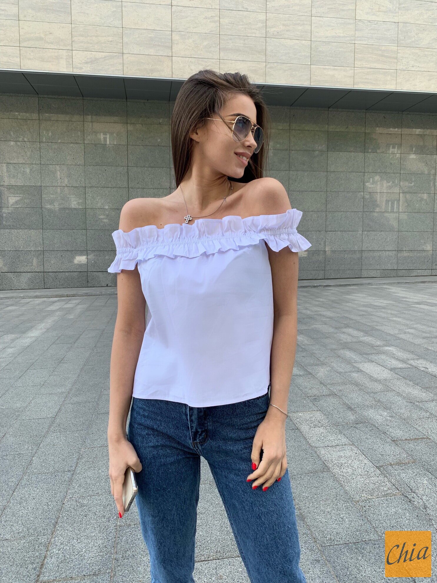 Летний топ с рюшей