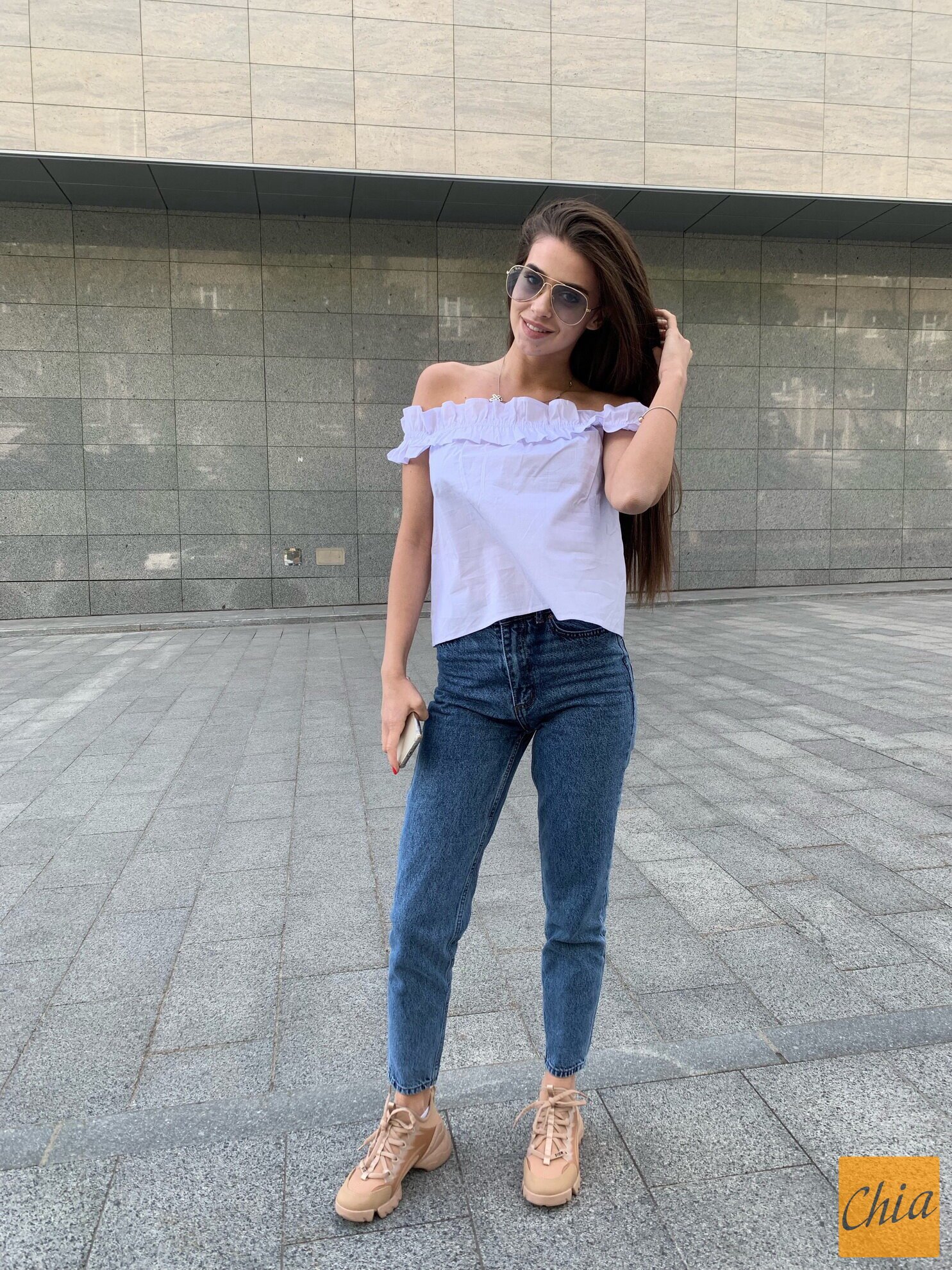 Летний топ с рюшей