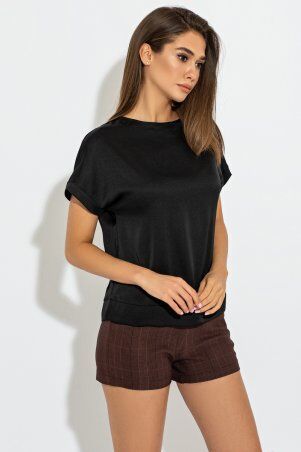 Itelle: Чорна шовкова блуза з коротким рукавом Кармен 8212 - фото 1