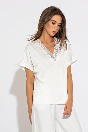 Itelle: Біла блуза з коротким рукавом Надія 21238 - фото 1