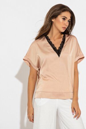 Itelle: Літня блуза з коротким рукавом пудровий кольору Ніколет 21239 - фото 1