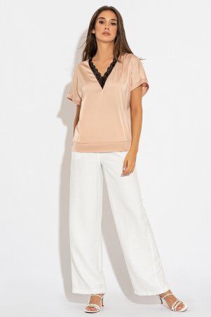 Itelle: Літня блуза з коротким рукавом пудровий кольору Ніколет 21239 - фото 3
