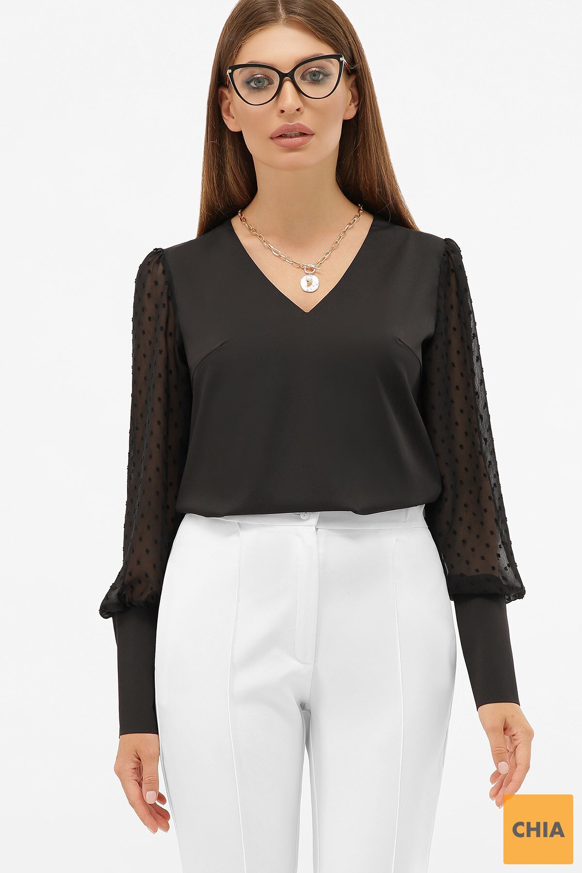 Блуза Дарлин д/р черный