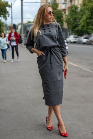 First Land Fashion: Платье Луиза темно-серое ХПЛ 3173 - фото 1