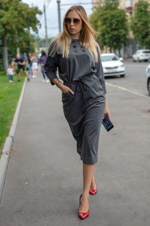 First Land Fashion: Платье Луиза темно-серое ХПЛ 3173 - фото 3