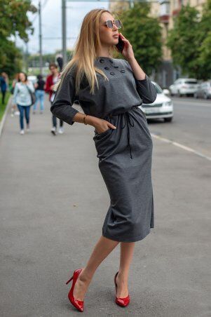 First Land Fashion: Платье Луиза темно-серое ХПЛ 3173 - фото 4