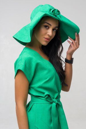 First Land Fashion: Шляпка лен зеленая ПШ 2302 - фото 3