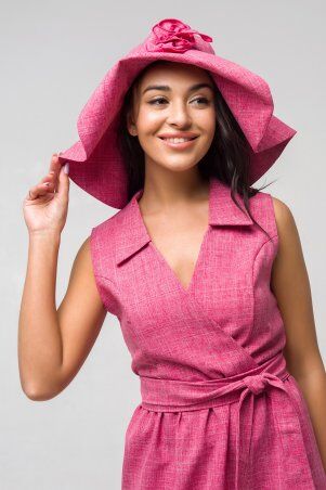 First Land Fashion: Шляпка лен розовая ПШ 2306 - фото 2