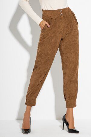 Вельветовые рыжие брюки-бананы Русана