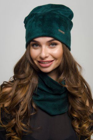 First Land Fashion: Шапка+хомут Вельбо зеленый МКШ 1637 - фото 1