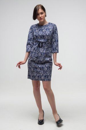 First Land Fashion: Платье Агния синее с узором ТПА 2688 - фото 1
