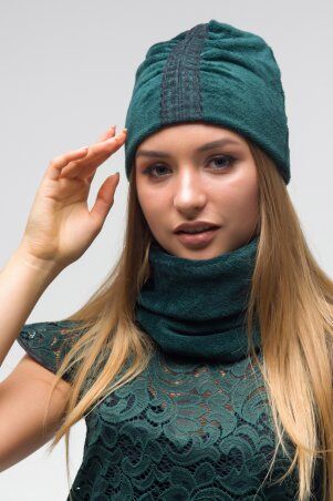 First Land Fashion: Шапка+хомут Гипюр зеленый ТШГ 2862 - фото 1