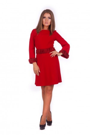 Lilo: Женственное красное платье трапеция 196 - фото 1