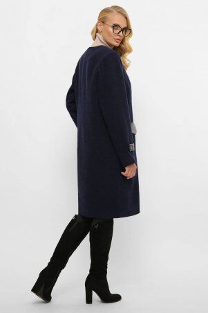 Tatiana: Пальто без воротника ГАЛА темно-синее - фото 3