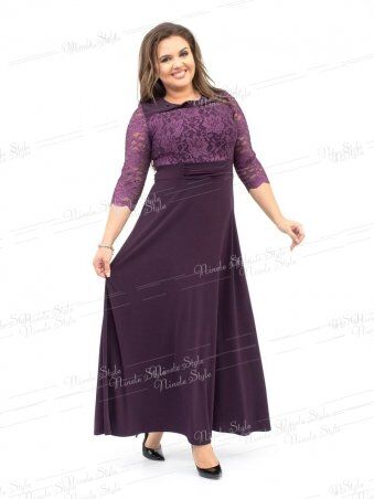 Ninele Style: Кружевное гипюровое вечернее женское платье фиолетовое 256-2 - фото 1