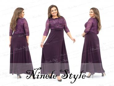 Ninele Style: Кружевное гипюровое вечернее женское платье фиолетовое 256-2 - фото 4