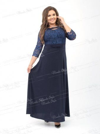 Ninele Style: Кружевное гипюровое вечернее женское платье синее 256-4 - фото 1