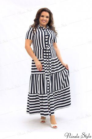 Ninele Style: Легкое элегантное платье-халат женское в бело-черную полоску 357-1 - фото 1