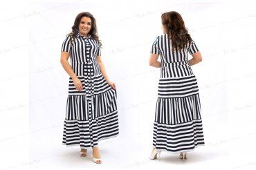 Ninele Style: Легкое элегантное платье-халат женское в бело-черную полоску 357-1 - фото 4