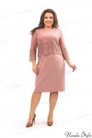 Ninele Style: Гипюровое вечернее женское платье женское персикового цвета 350-3 - фото 1