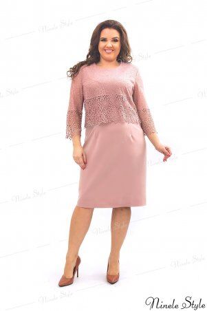 Ninele Style: Гипюровое вечернее женское платье розового цвета 350-1 - фото 1