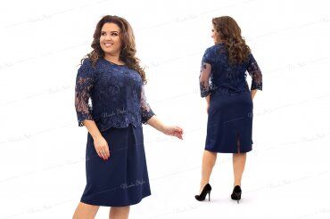 Ninele Style: Синее вечернее женское платье с болеро 349-1 - фото 4