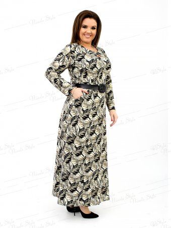 Ninele Style: Трикотажное длинное женское платье с принтом - черное 159 - фото 2