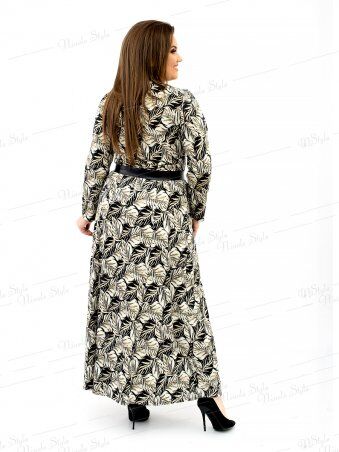 Ninele Style: Трикотажное длинное женское платье с принтом - черное 159 - фото 3