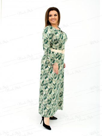 Ninele Style: Трикотажное длинное женское платье с принтом - зеленое 159-2 - фото 2