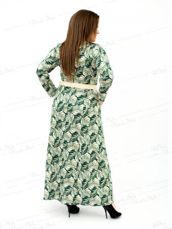 Ninele Style: Трикотажное длинное женское платье с принтом - зеленое 159-2 - фото 3