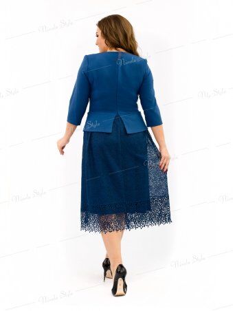 Ninele Style: Синее коктейльное женское платье с кружевной юбкой 344-3 - фото 2