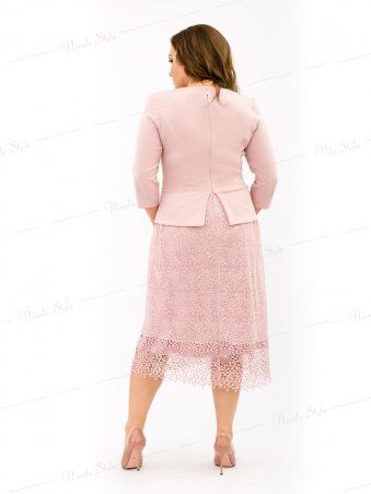 Ninele Style: Розовое коктейльное женское платье с кружевной юбкой 344-2 - фото 2