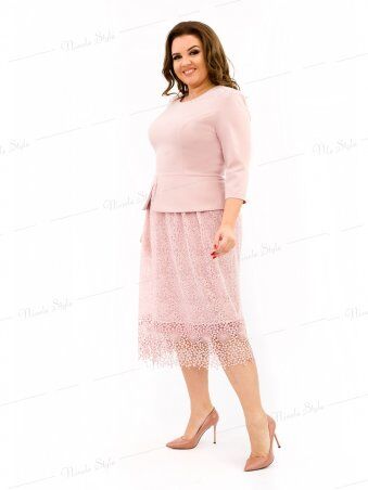 Ninele Style: Розовое коктейльное женское платье с кружевной юбкой 344-2 - фото 3