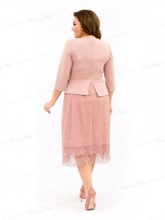 Ninele Style: Бежевое коктейльное женское платье с кружевной юбкой 344-1 - фото 2