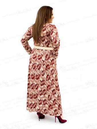 Ninele Style: Трикотажное длинное женское платье с принтом - персиковое 159-3 - фото 3