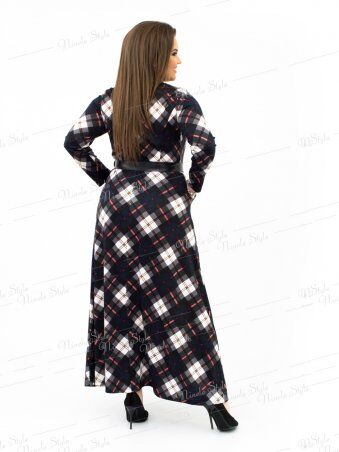 Ninele Style: Трикотажное длинное женское платье в клетку - синее 161 - фото 3