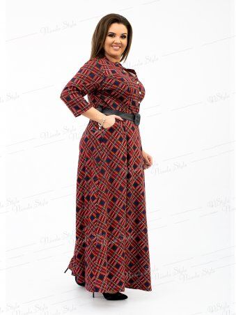 Ninele Style: Длинное бордовое женское  платье в клетку 107 - фото 2