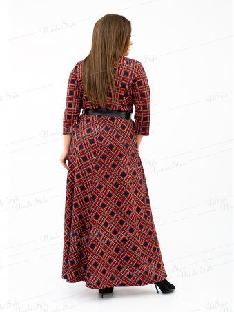 Ninele Style: Длинное бордовое женское  платье в клетку 107 - фото 3