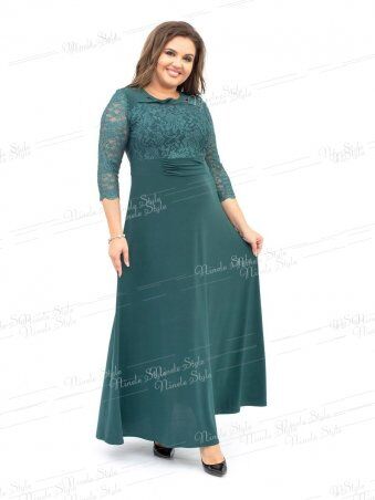 Ninele Style: Кружевное гипюровое вечернее женское платье - зеленое 256 - фото 1
