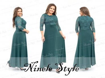Ninele Style: Кружевное гипюровое вечернее женское платье - зеленое 256 - фото 4