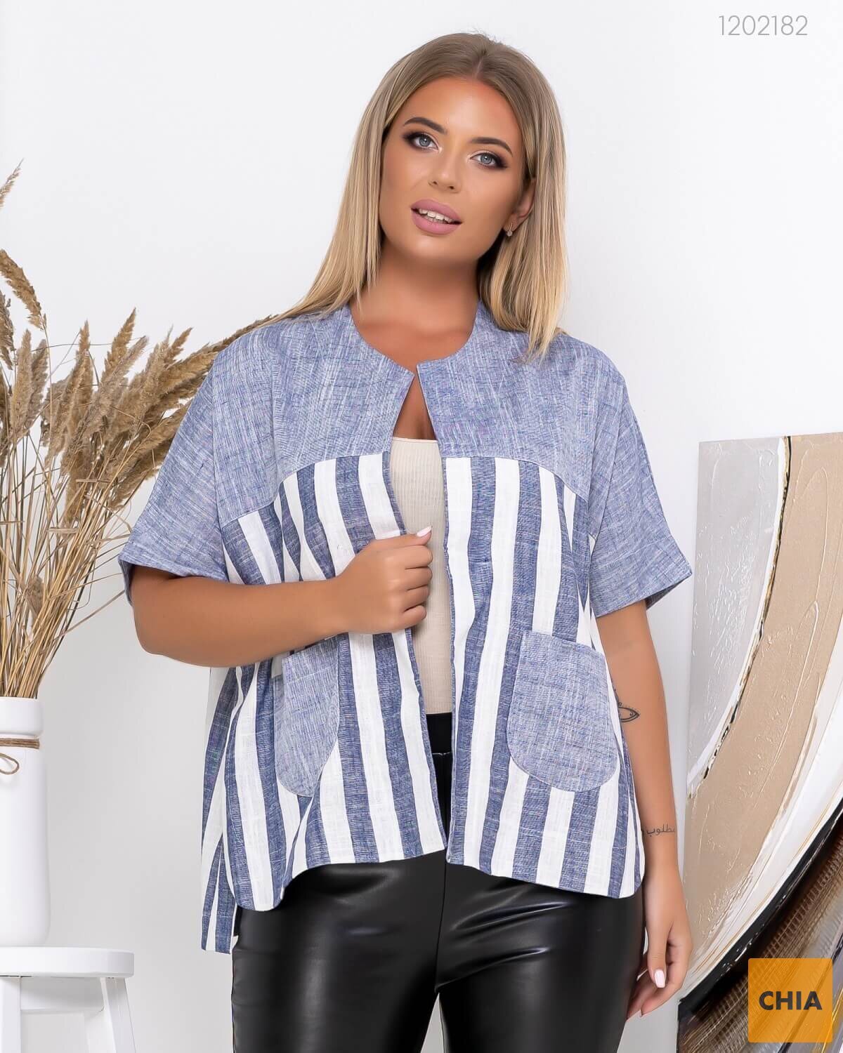 Льняной Жакет Хеврон