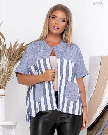 Льняной Жакет Хеврон