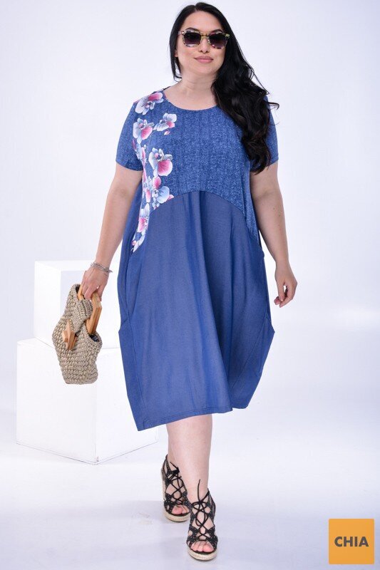 Свободное джинсовое платье с юбкой фасона "балон"