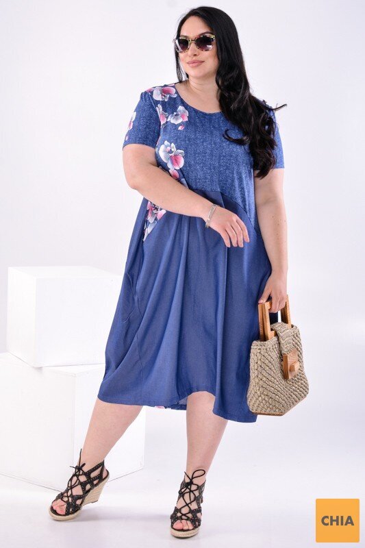 Свободное джинсовое платье с юбкой фасона "балон"