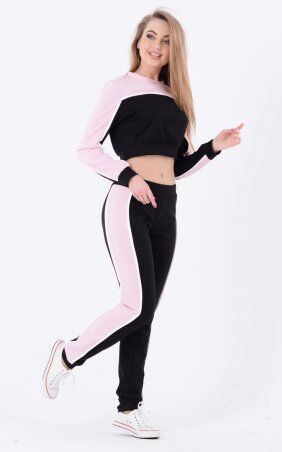 Santali: Двухцветный спортивный костюм (чёрный-розовый) 3621 - фото 5